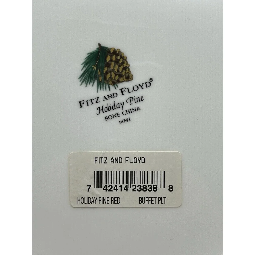 Fitz and Floyd Buffet Platter Holiday Pine Bone China MMI New 12